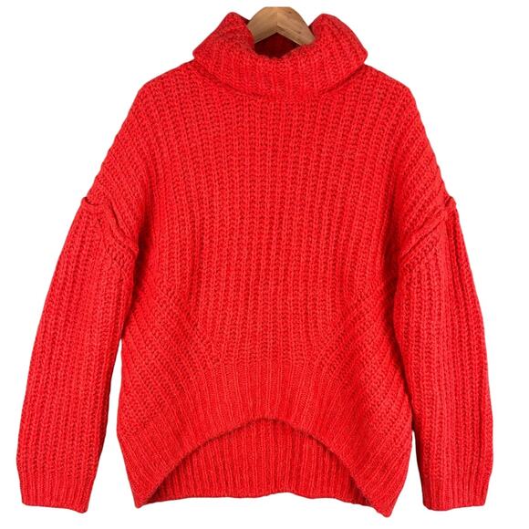 Lita by Ciara Sweater Turtleneck M Alpaca Wool Blend Orange Chunky Halloween - Picture 1 of 15